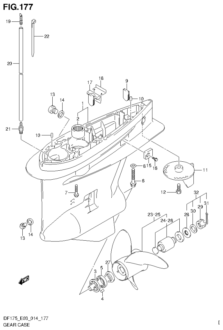 Suzuki DF175ZG GEAR CASE (DF175ZG E03) parts diagram